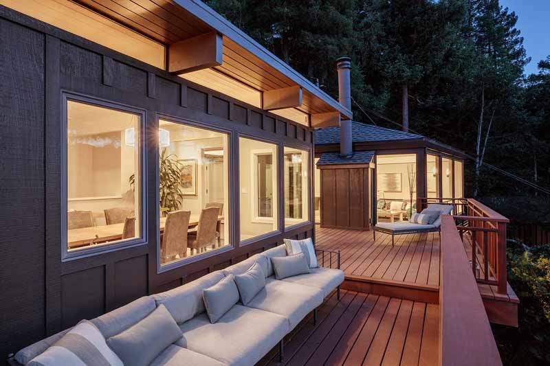 Twilight view of decks and living areas, 10 Woodhue Lane