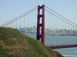 Golden Gate Bridge from Marin with San Francisco skyline