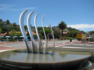 Tiburon California Downtown plaza with fountain