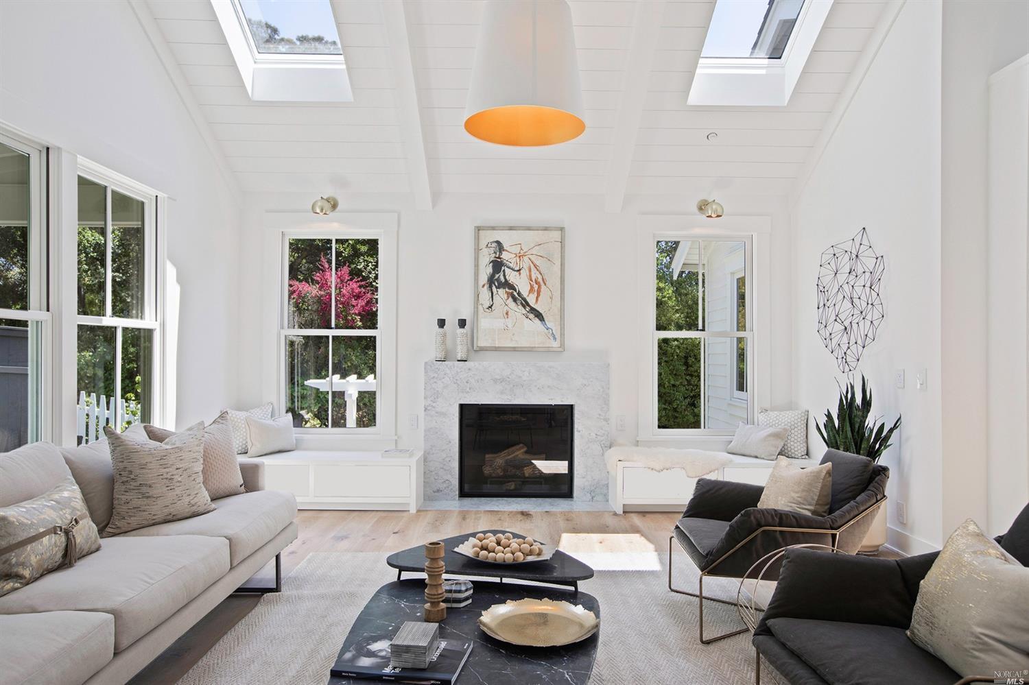 Staged living room Marin County, CA White is in in for 2018 and 2019..
