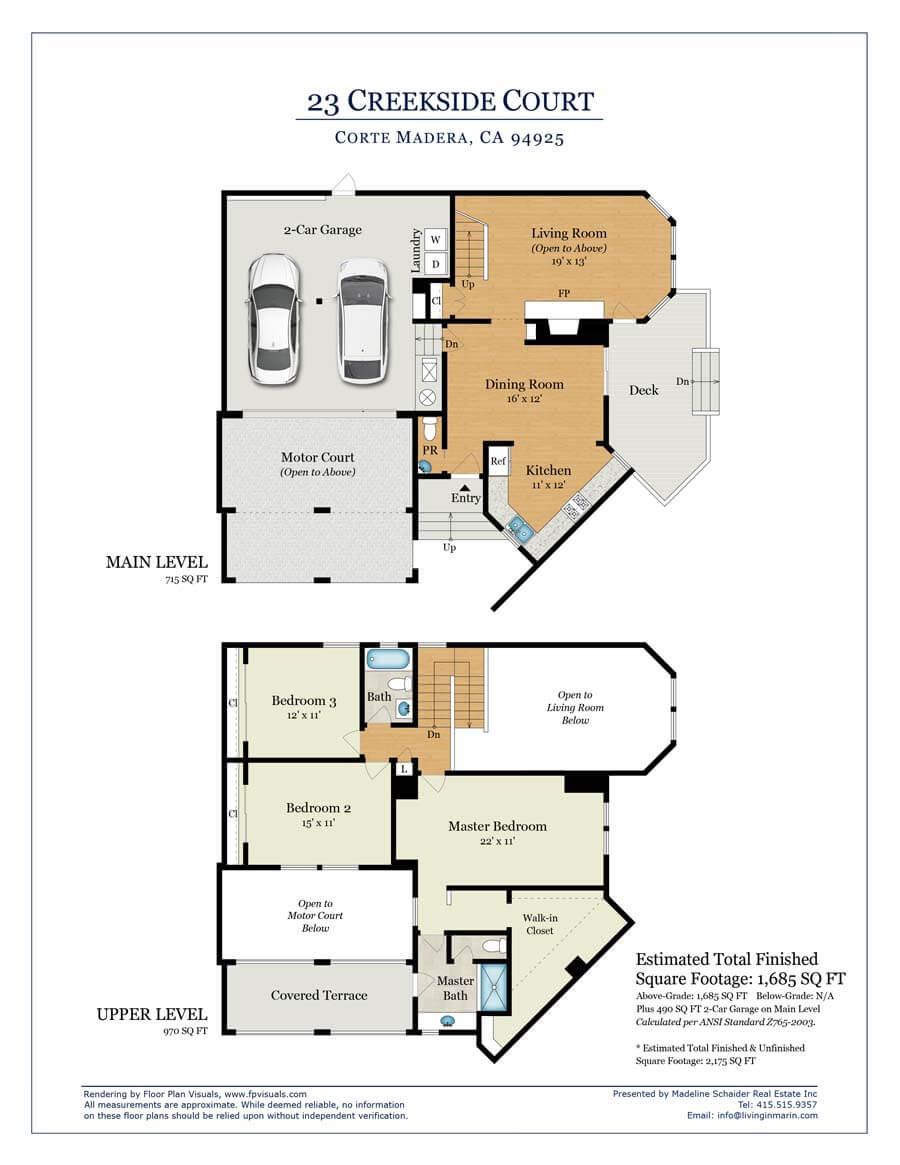 Floor plan for 23 Creekside Court, Corte Madera, CA