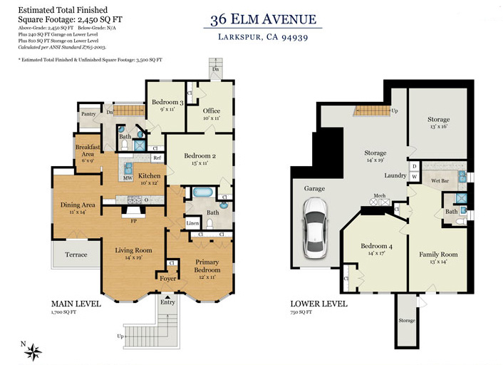 Floor plan of 36 Elm Ave, Larkspur, CA