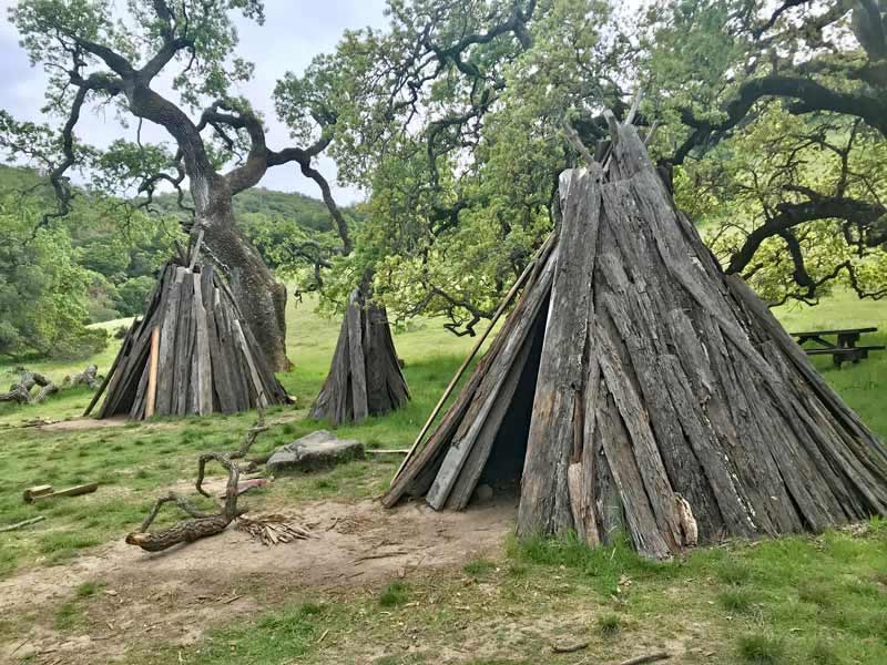 Reconstructed Miwok village in the Olompali State Historic Park