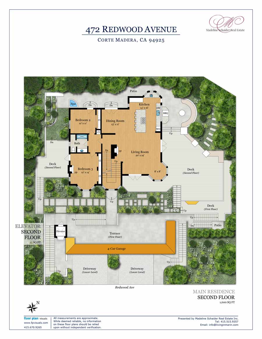 Main level floorplan 492 Redwood Ave, Corte Madera