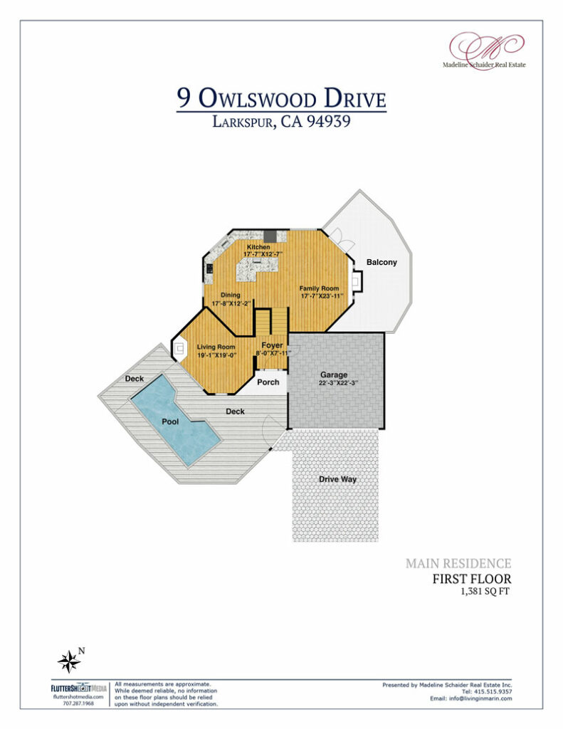 First floor plan 9 Owlswood Drive, Larkspur CA