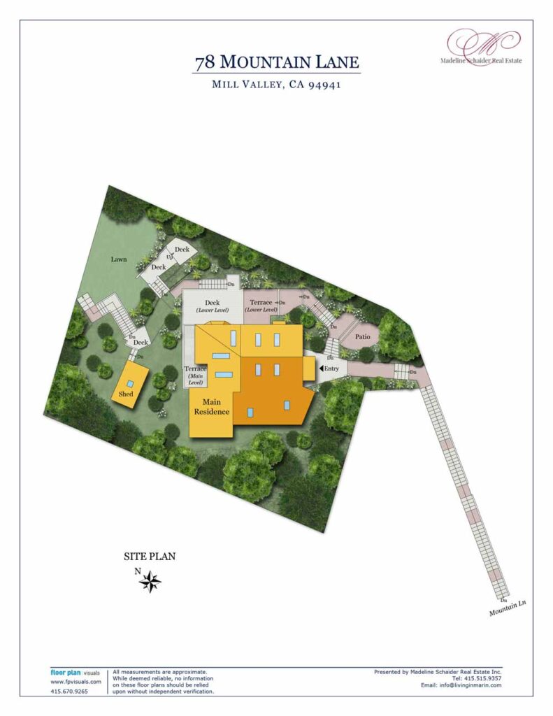 Site plan of of 78 Mountain Lane, Mill Valley