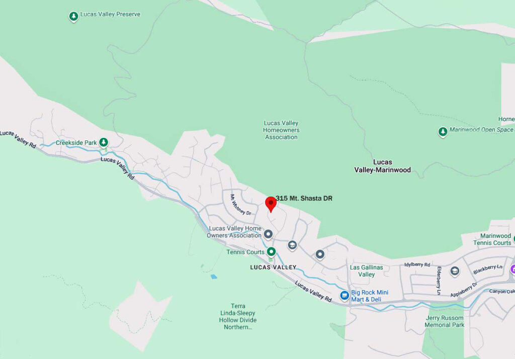 Map of Open Space and Parks in Upper Lucas Valley, San Rafael, CA